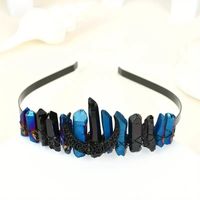 Women's Queen Wedding Bridal Solid Color Artificial Crystal Handmade Knitting Hair Band sku image 10