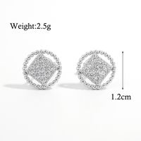 1 Pair Simple Style Circle Rhombus Twist Plating Inlay Sterling Silver Zircon White Gold Plated Rhodium Plated Ear Studs main image 2