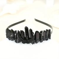 Women's Queen Wedding Bridal Solid Color Artificial Crystal Handmade Knitting Hair Band sku image 13