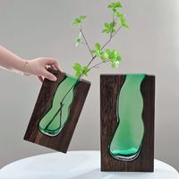 Einfacher Stil Einfarbig Holz Glas Vase Künstliche Dekorationen main image 3