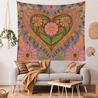 Retro Pastoral Heart Shape Flower Polyester Tapestry main image 5