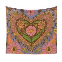 Retro Pastoral Heart Shape Flower Polyester Tapestry main image 2
