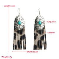 1 Pair Retro Ethnic Style Oval Tassel Plating Inlay Pu Leather Alloy Turquoise Silver Plated Drop Earrings main image 2