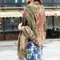 Women's Retro Ethnic Style Flower Polyester Tassel Shawl sku image 7