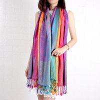 Women's Ethnic Style Bohemian Gradient Color Cotton Tassel Shawl sku image 7