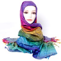 Women's Ethnic Style Bohemian Gradient Color Cotton Tassel Shawl sku image 3
