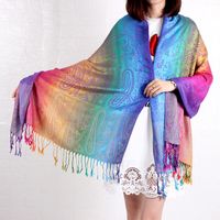 Women's Ethnic Style Bohemian Gradient Color Cotton Tassel Shawl sku image 2