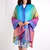 Women's Ethnic Style Bohemian Gradient Color Cotton Tassel Shawl sku image 8