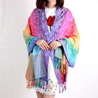 Women's Ethnic Style Bohemian Gradient Color Cotton Tassel Shawl sku image 4