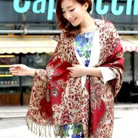 Women's Retro Ethnic Style Flower Polyester Tassel Shawl sku image 8