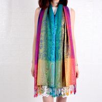 Women's Ethnic Style Bohemian Gradient Color Cotton Tassel Shawl sku image 9