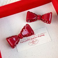 Women's Glam Cute Solid Color Bow Knot Alloy Resin Hair Clip sku image 1
