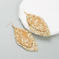 1 Pair Elegant Leaf Plating Pu Leather Alloy Drop Earrings main image 3