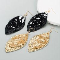 1 Pair Elegant Leaf Plating Pu Leather Alloy Drop Earrings main image 1