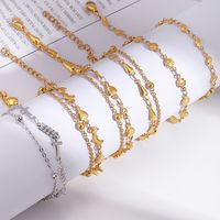 Sweet Heart Shape 201 Stainless Steel 18K Gold Plated Bracelets In Bulk main image 1