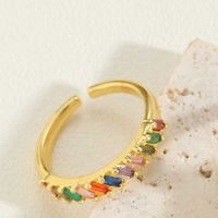 Simple Style Geometric Copper Plating Inlay Shell Zircon 14k Gold Plated Open Rings sku image 4