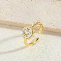 Simple Style Geometric Copper Plating Inlay Shell Zircon 14k Gold Plated Open Rings main image 4