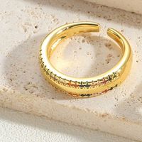 Simple Style Geometric Copper Plating Inlay Shell Zircon 14k Gold Plated Open Rings sku image 6