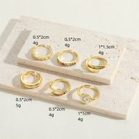 Simple Style Geometric Copper Plating Inlay Shell Zircon 14k Gold Plated Open Rings main image 2