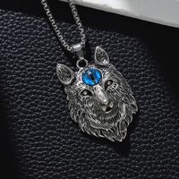 Casual Cool Style Animal Wolf Titanium Steel Plating Metal Inlay Beads Silver Plated Pendant Necklace main image 3