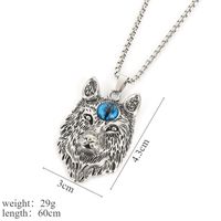Casual Cool Style Animal Wolf Titanium Steel Plating Metal Inlay Beads Silver Plated Pendant Necklace main image 2