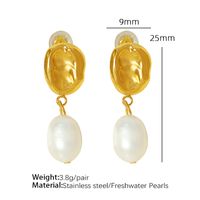 1 Pair Elegant Vintage Style Irregular Color Block Plating Inlay Titanium Steel Freshwater Pearl 18k Gold Plated Drop Earrings main image 2