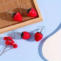 1 Paire Mignon Fraise Résine Boucles D'oreilles main image 7