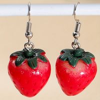1 Pair Cute Strawberry Resin Drop Earrings sku image 2