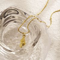 Edelstahl 304 18 Karat Vergoldet Strand Einfacher Stil Überzug Muschel Halskette Mit Anhänger main image 4