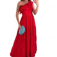 Women's Regular Dress Elegant Oblique Collar Sleeveless Solid Color Maxi Long Dress Party Street main image 5