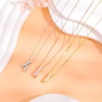 Casual Elegante Lujoso Color Sólido Plata Esterlina Embutido Diamante Artificial Collar Colgante main image 5