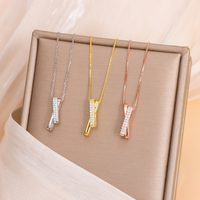 Casual Elegant Luxurious Solid Color Sterling Silver Inlay Artificial Diamond Pendant Necklace main image 1