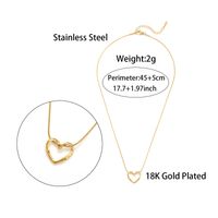 Elegant Simple Style Heart Shape Stainless Steel Hollow Out 18k Gold Plated Pendant Necklace main image 2