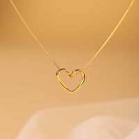 Elegant Simple Style Heart Shape Stainless Steel Hollow Out 18k Gold Plated Pendant Necklace main image 6