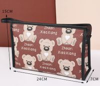 Cute Little Bear Pu Leather Square Oval Makeup Bags sku image 1