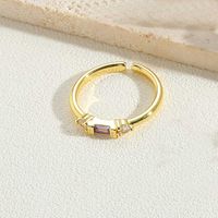 Vintage Style Simple Style Commute Cross Copper Plating Inlay Zircon 14k Gold Plated Open Rings sku image 3