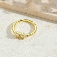 Vintage Style Simple Style Commute Cross Copper Plating Inlay Zircon 14k Gold Plated Open Rings sku image 1