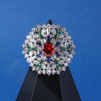 Glam Romantic Shiny Snowflake Copper Plating Inlay Zircon Rhodium Plated Women's Open Rings sku image 1