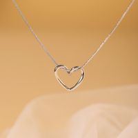 Elegant Simple Style Heart Shape Stainless Steel Hollow Out 18k Gold Plated Pendant Necklace sku image 5