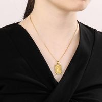 Acero Inoxidable Chapados en oro de 18k Básico Enchapado Letra Collar Colgante main image 10