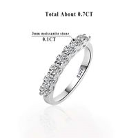 Casual Glam Round Sterling Silver Gra Inlay Moissanite Rings main image 3