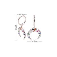 1 Pair Simple Style Moon Inlay Sterling Silver Zircon Drop Earrings main image 4