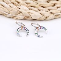 1 Pair Simple Style Moon Inlay Sterling Silver Zircon Drop Earrings main image 8