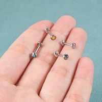 Glam Cute Shiny Round Stainless Steel Artificial Gemstones Lip Stud Ear Studs In Bulk main image 3