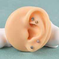 Glam Cute Shiny Round Stainless Steel Artificial Gemstones Lip Stud Ear Studs In Bulk main image 4