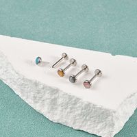 Glam Cute Shiny Round Stainless Steel Artificial Gemstones Lip Stud Ear Studs In Bulk main image 5