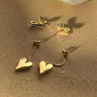 1 Pair Romantic Heart Shape Plating Chain Alloy Gold Plated Drop Earrings main image 5