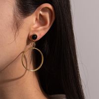 1 Pair Retro Simple Style Round Polishing Plating 304 Stainless Steel Black Natural Stone 18K Gold Plated Drop Earrings main image 4