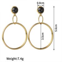 1 Pair Retro Simple Style Round Polishing Plating 304 Stainless Steel Black Natural Stone 18K Gold Plated Drop Earrings main image 2