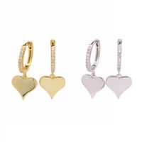 1 Pair Sweet Heart Shape Inlay Sterling Silver Zircon Drop Earrings main image 1